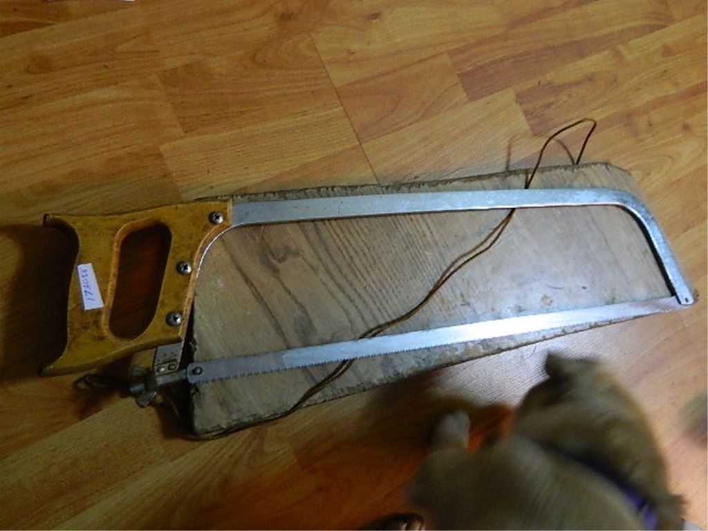 VINTAGE MEAT SAW SANDVIK 326 SWEDEN WITH HAND CRAFTED WOOD CASE