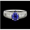 Image 2 : 1.04 ctw Blue Sapphire And Diamond Ring - 18KT White Gold