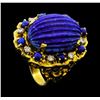 Image 4 : 17.00 ctw Lapiz Lazuli and Diamond Ring - 14KT Yellow Gold