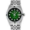 Image 2 : Rolex Mens Stainless Steel 36mm Green Vignette Diamond Datejust Wristwatch