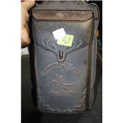 Cast Iron Mail Box with a Cowboy Riding a Horse Motif