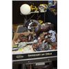 Image 1 : Box with Miscellaneous Horse Items including: Book Ends, an Old Toy Gun, Candle on Stand, etc.