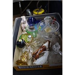 Flat of Miscellaneous Glassware - Cruets, Ornaments