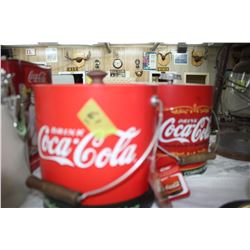 2 Coca Cola Ice Buckets with Lids & Handles