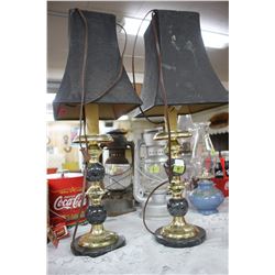 Pair of Black & Brass Table Lamps