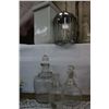 Image 1 : Glass Humidor; 3 Cruets and an Ice Cream Parlor Container