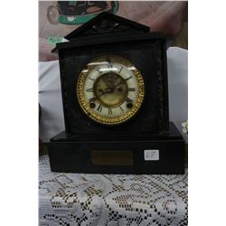 Marble Mantle Clock with Presentation Plaque on the Face