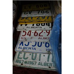 Alberta License Plates - 7 Sets - 1958 to 1967 - some years are missing