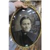 Image 1 : Women's Portrait in Metal Oval Convex Glass Frame