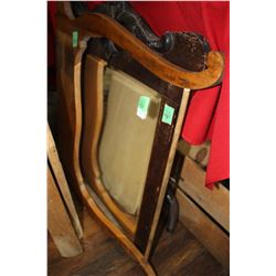 Wash Stand Harp and a Bevelled Mirror in an Ornate Frame