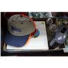 Image 1 : Flat with Metal Flask; 2 Albums of Oil Co. Logos & 3 Ball Caps