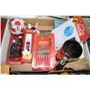 Image 1 : Flat of Coca Cola Collectibles - Pens, Bottle Openers, Corn Holders, etc.