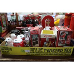 Flat of Coca Cola - 10 Salt & Pepper Shakers, etc.