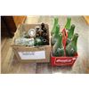Image 1 : Coca Cola Plastic Shell with Ginger Ale Bottles & Box of Misc. Beer and Pop Bottles