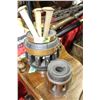 Image 1 : Two Replica Wooden Wagon Wheel Hubs with 3 Railroad Spikes
