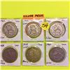Mexico, 6 Silver 1 Peso coins, 1958, 1959, 1960, 1962 (2), 1966