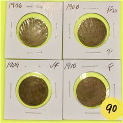 Canada Large Cents  1906, 1908, 1909, 1910