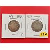 1913 & 1916 Canada 25¢
