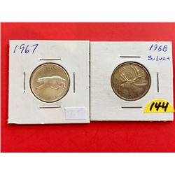 1967 & 1968 (Silver) Canada 25¢