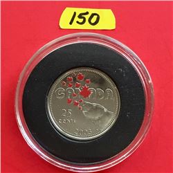 2003 (Canada Day Colored) Canada 25¢ in capsule