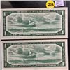 Image 2 : 2 Canada 1954 UNC $1 bills (Consecutive) Beattie/Rasminsky