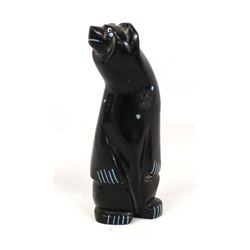 Zuni Carved Jet Standing Bear Fetish