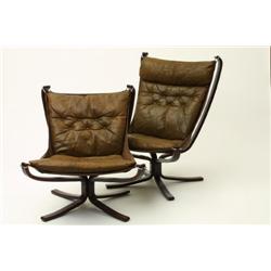 Chairs, 5 , skin/mahogany, "Falcon chair"