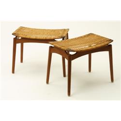 Stols, 2 , teak and cane