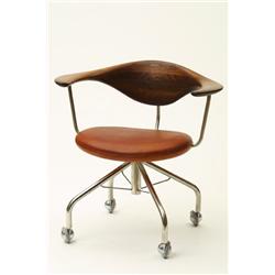 "Swivel chair", teak and leather, Hans J Wegner
