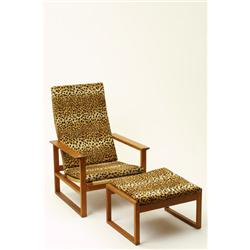 Armchair + stol, Börge Mogensen, oak/cane