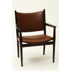 Armchairs, 4 ,  Hans Wegner, mahogany/skin