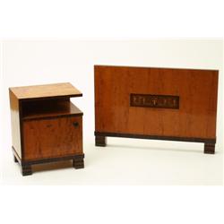 Beds and bedside table (H 53), 2 pairs, birch