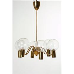 Ceilinglamp, brass/glass, Hans Agne Jakobsson