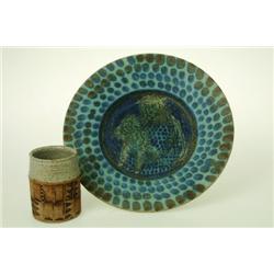 Plate + vase, Lisa Larson, Gustavsberg, diam. 30