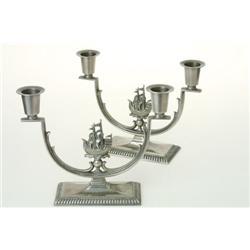 Pair of chandeliers, tin, Carl Gustav Hallberg