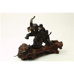 Sculpture, 18/1900, bronze, oriental woodbase