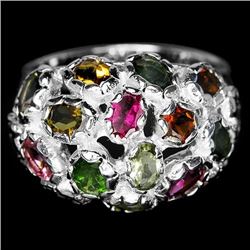 NATURAL AAA MULTI COLOR TOURMALINE RING