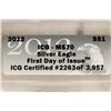 Image 3 : 2012 AMERICAN SILVER EAGLE ICG MS70 1ST DAY ISSUE