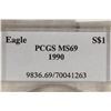 Image 3 : 1990 AMERICAN SILVER EAGLE PCGS MS69