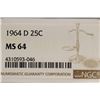 Image 3 : 1964-D WASHINGTON SILVER QUARTER NGC MS64