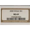 Image 3 : 2000 AMERICAN SILVER EAGLE NGC MS69