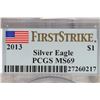 Image 3 : 2013 AMERICAN SILVER EAGLE PCGS MS69 1ST STRIKE