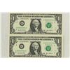 Image 1 : 2-2003-A $1 FRN'S LOW CONSECUTIVE SERIAL 'S UNC