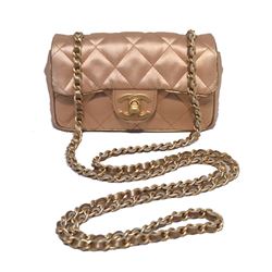 Chanel Pale Pink Quilted Satin Mini Classic Flap Evening Bag