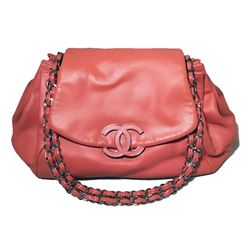 Chanel Coral Leather Top Flap Shoulder Bag