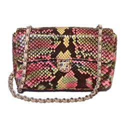 Chanel Multi Color Python Snakeskin Mini Classic Flap Shoulder Bag