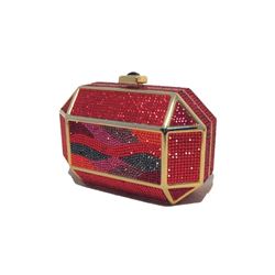 Judith Leiber Vintage Red Swarovski Crystal Minaudiere