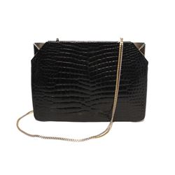 Judith Leiber Vintage Black Alligator Clutch