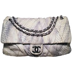 Chanel Rare Natural Snakeskin Python XL Classic Flap Shoulder Bag