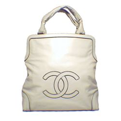 Chanel Cream Leather Handbag Tote